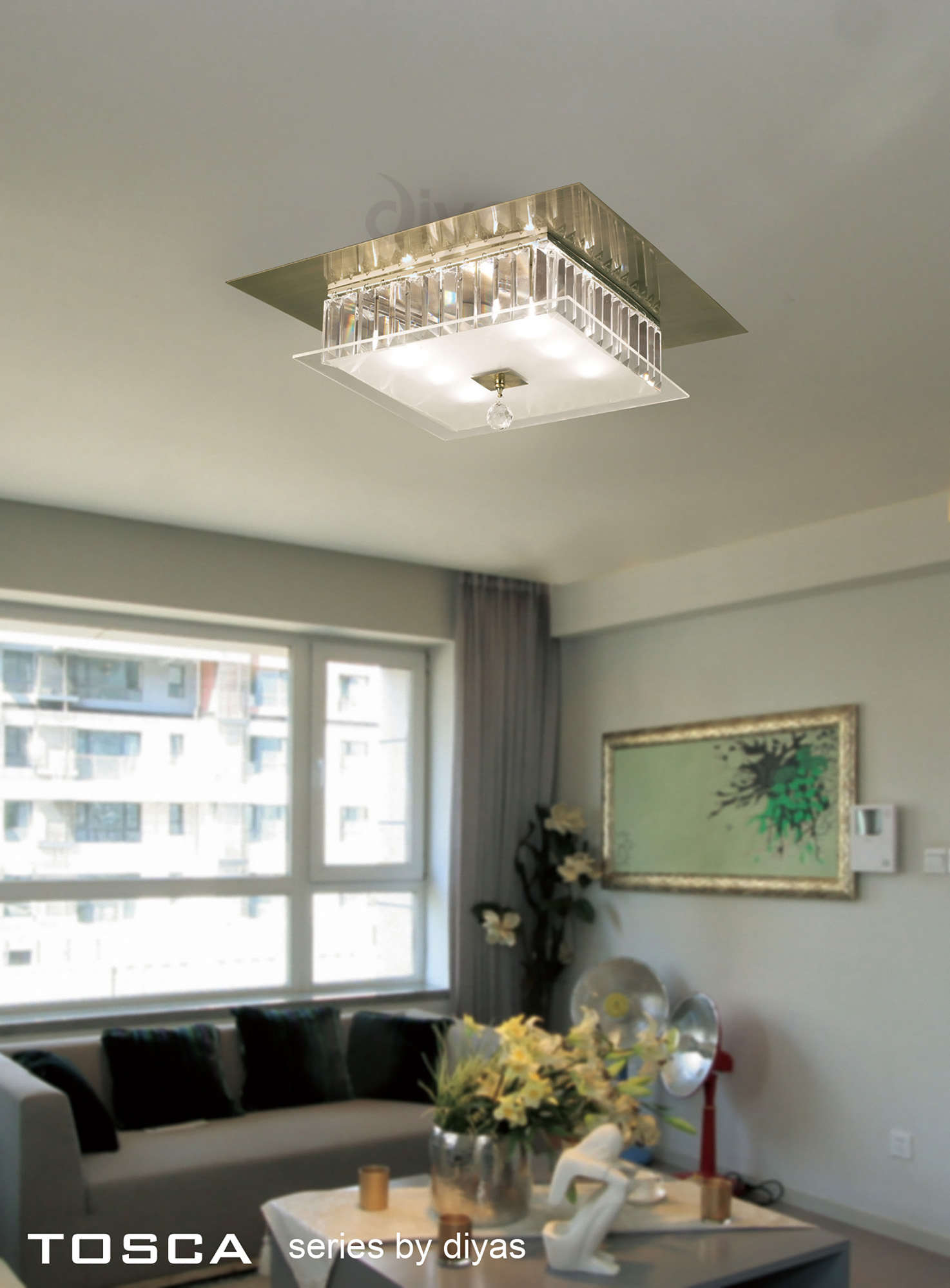 Tosca Crystal Ceiling Lights Diyas Flush Crystal Fittings Tosca Crystal Ceiling Lights Diyas Flush Crystal Fittings